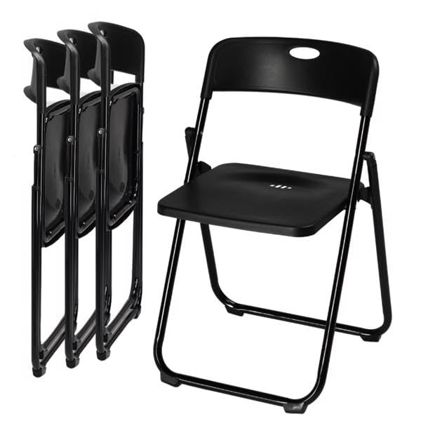 Black 4 Pack Plastic Stackable Folding Chair Y43022