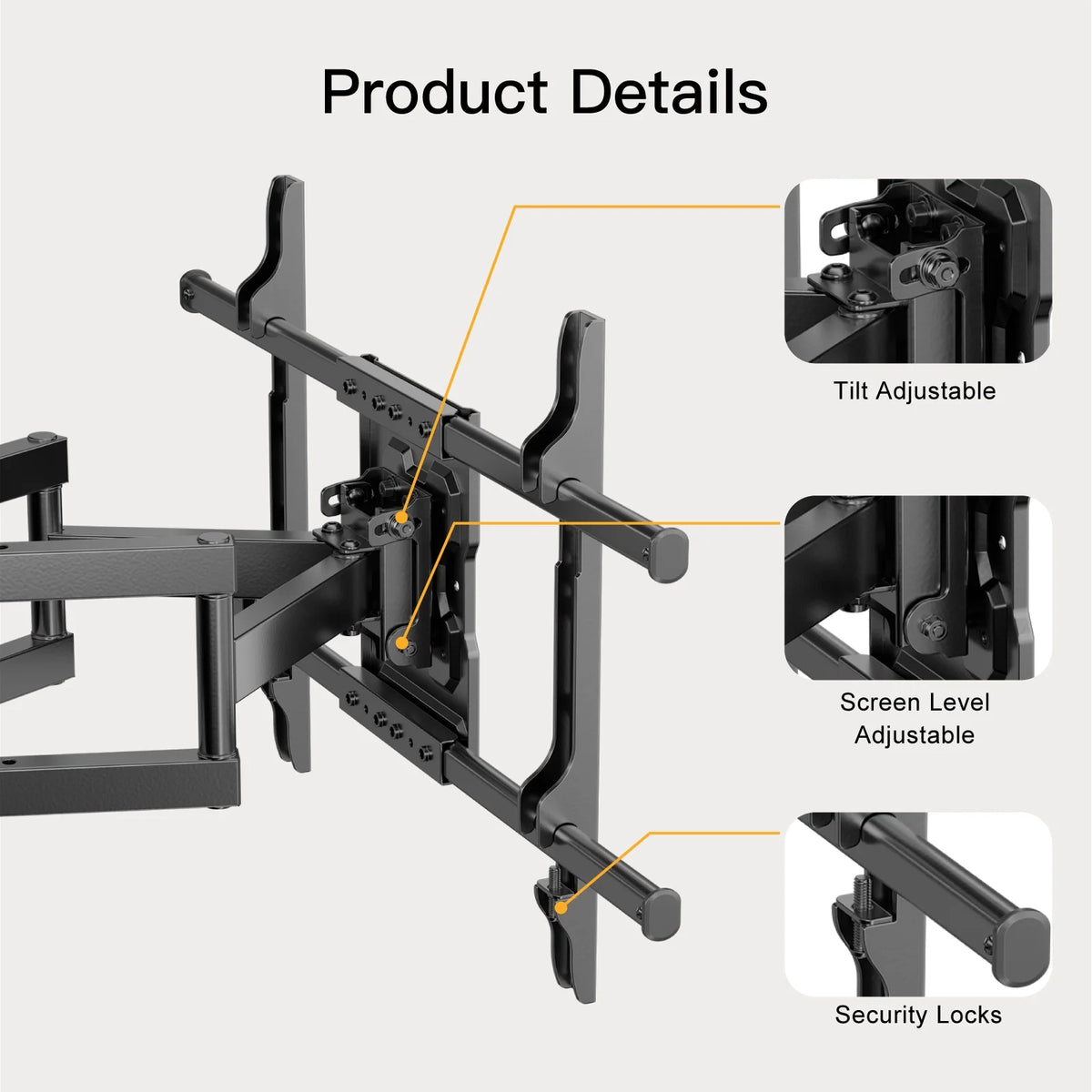 Full Motion TV Wall Mount for 37-75 inch TVs Holds up to 132lbs M667