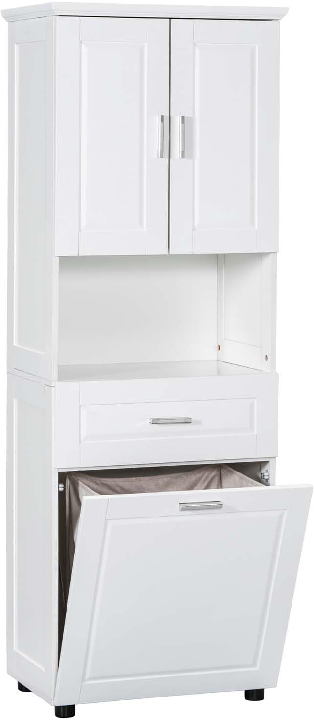 70" Tall Tilt Out Laundry Hamper Cabinet with 2 Doors and Adjustable Shelf Z9122