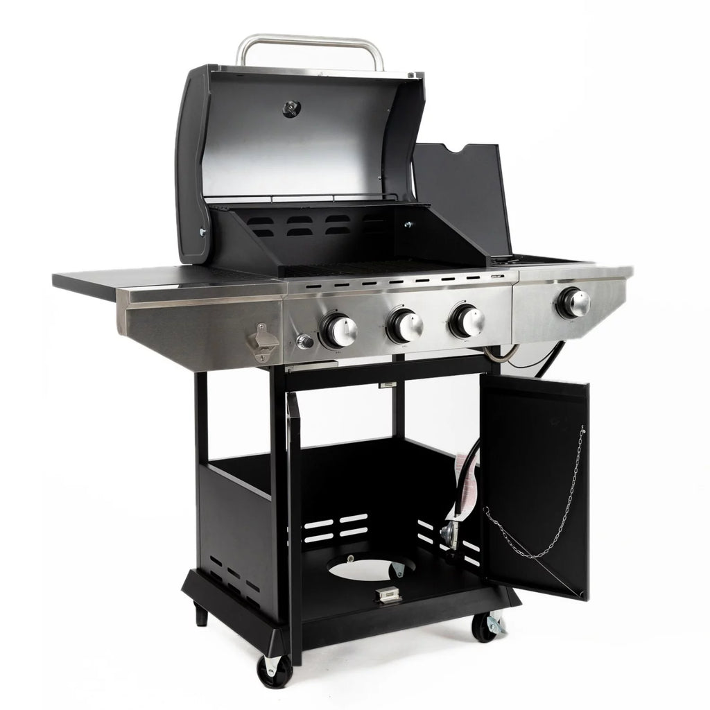 Charcoal BBQ Grill with Wheels and Storage Holder, 28 Inch Y3148