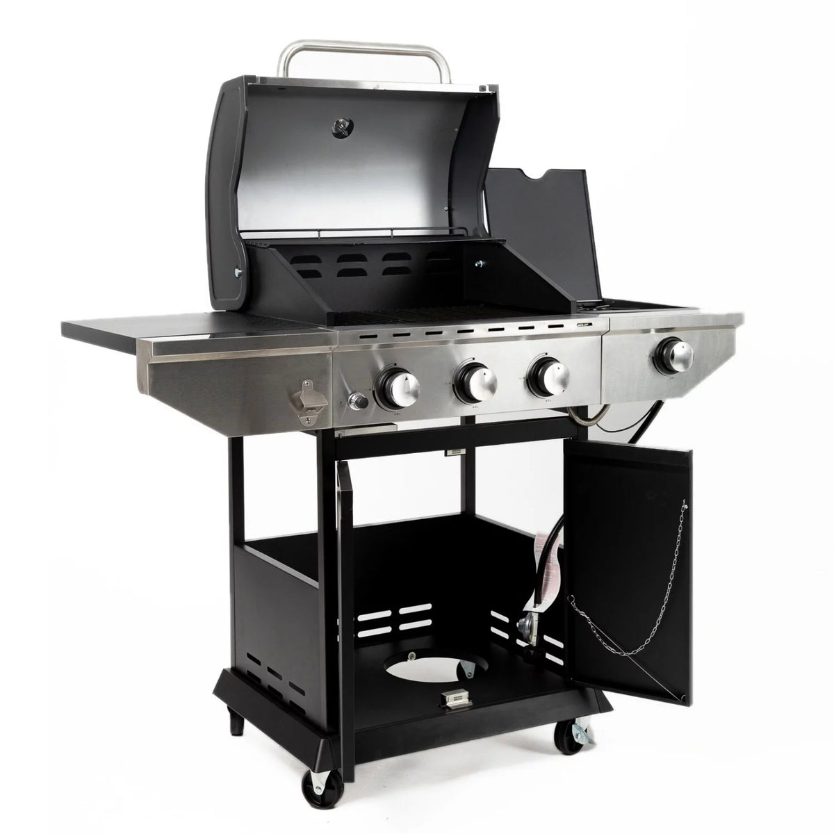 Charcoal BBQ Grill with Wheels and Storage Holder, 28 Inch Y3148