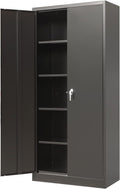 Metal Storage Cabinet with 2 Doors and 4 Shelves, Lockable Steel, 70.86 H x 31.5 W x 15.75 D, Black B522