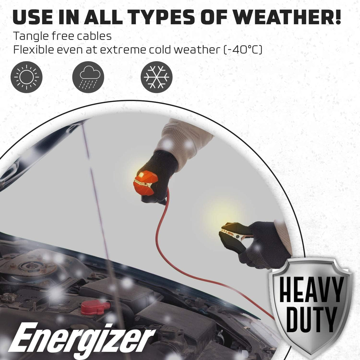 Heavy Duty 25-Feet 2-Gauge Jumper Cables with LED Lights Z279682