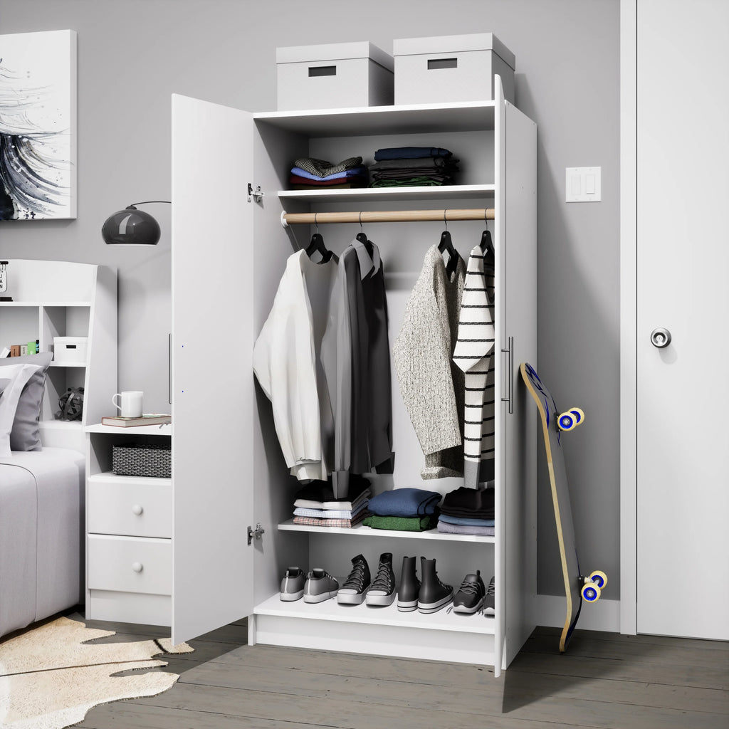 White Wardrobe Closet with Hanging Rail Y1967