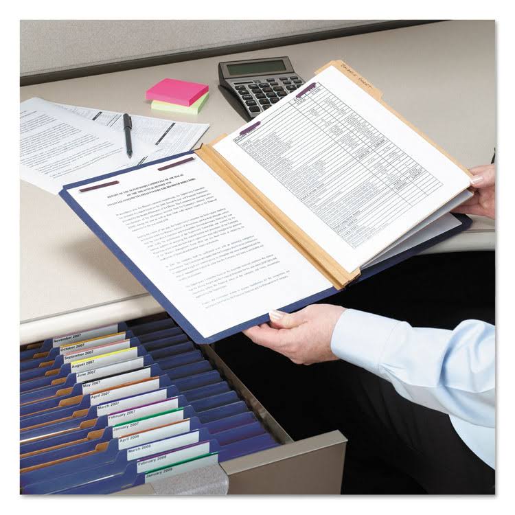 Dark Blue Legal Size Pressboard Classification Folders with Fasteners, 10/Box D8429