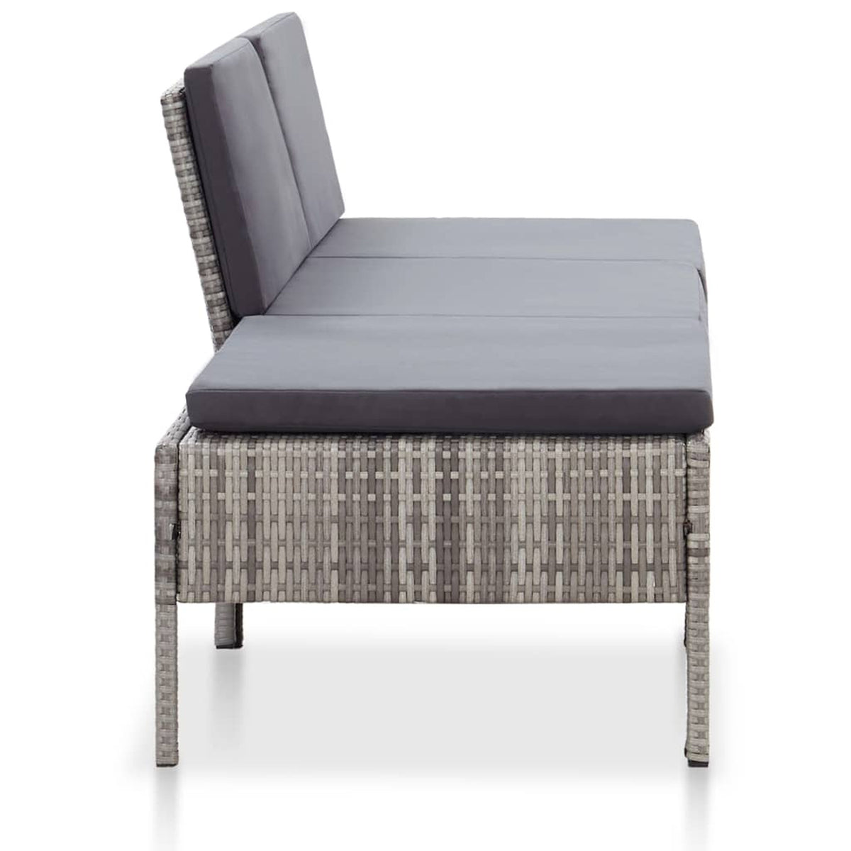 3 Piece Outdoor Sectional Sofa Set with Cushions Poly Rattan Steel Frame A701