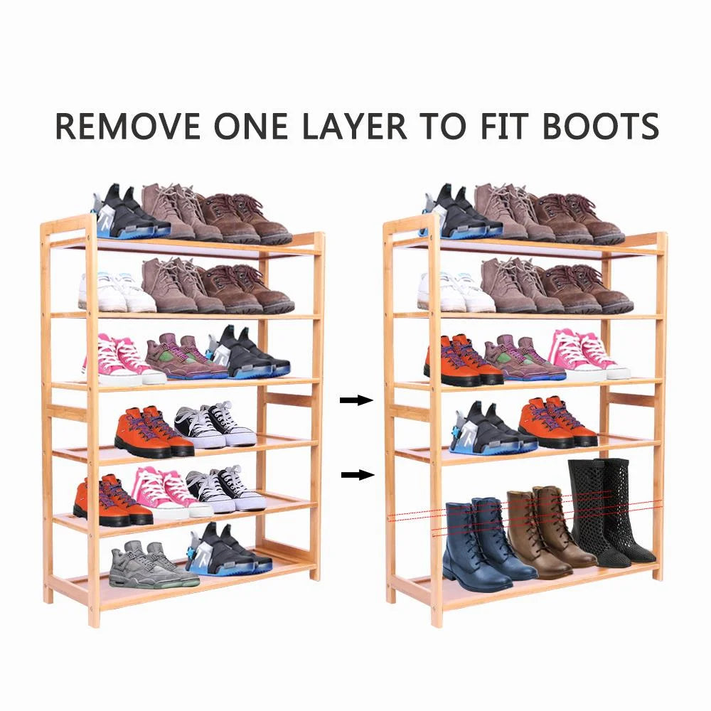 6 Tier Natural Wood Bamboo Shoe Rack L7365