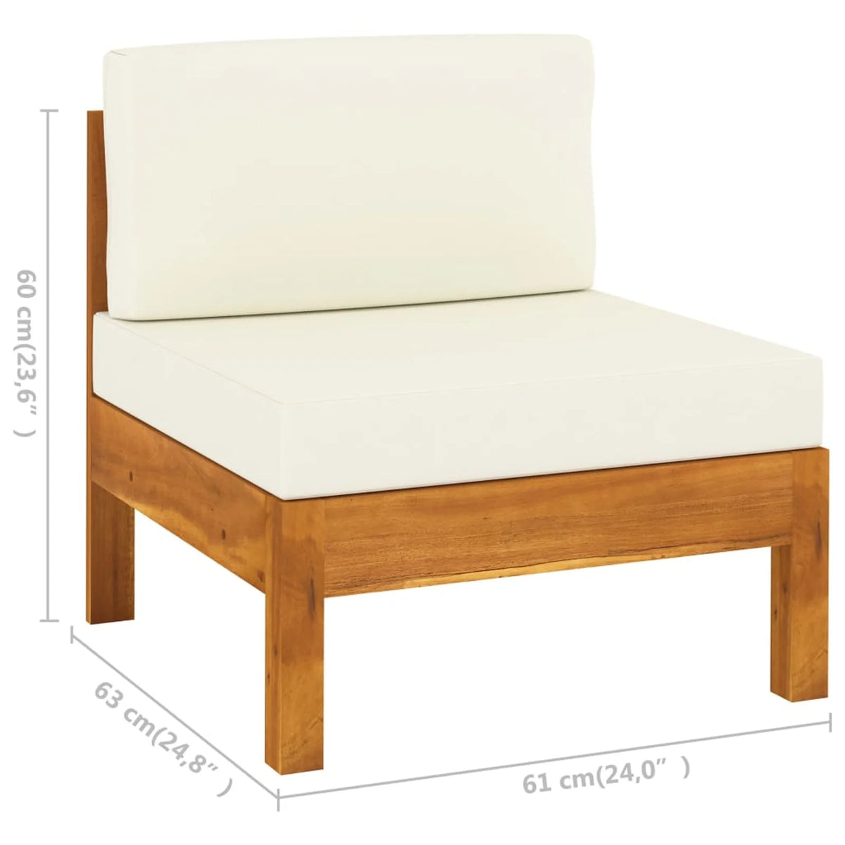 Solid Acacia Wood Sofa with White Cushions X8364