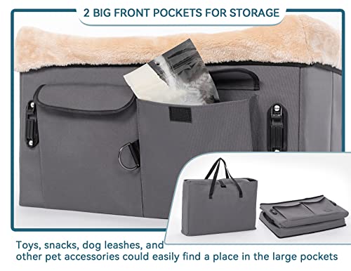 Washable Dog Booster Seat with Carrying Case (Small, Tan) G9849