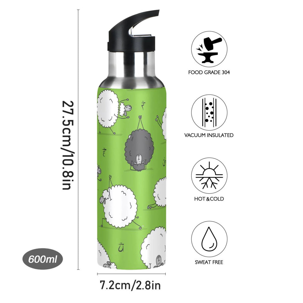 Green Stainless Steel Insulated Water Bottle with Straw Lid U2418