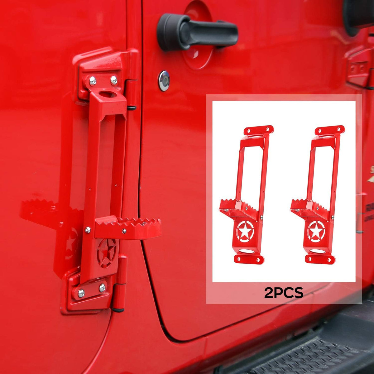 Red Pack of 2 Metal Folding Door Hinge Step Foot Peg G2057