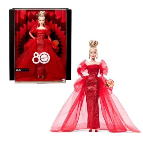 Glittery Red Tulle Gown Doll with Blonde Hair N683795