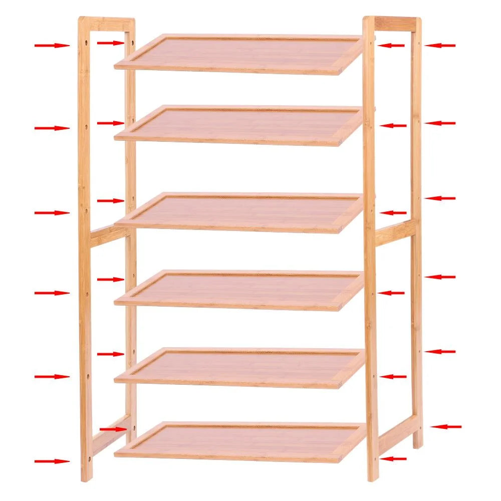 6 Tier Natural Wood Bamboo Shoe Rack L7365