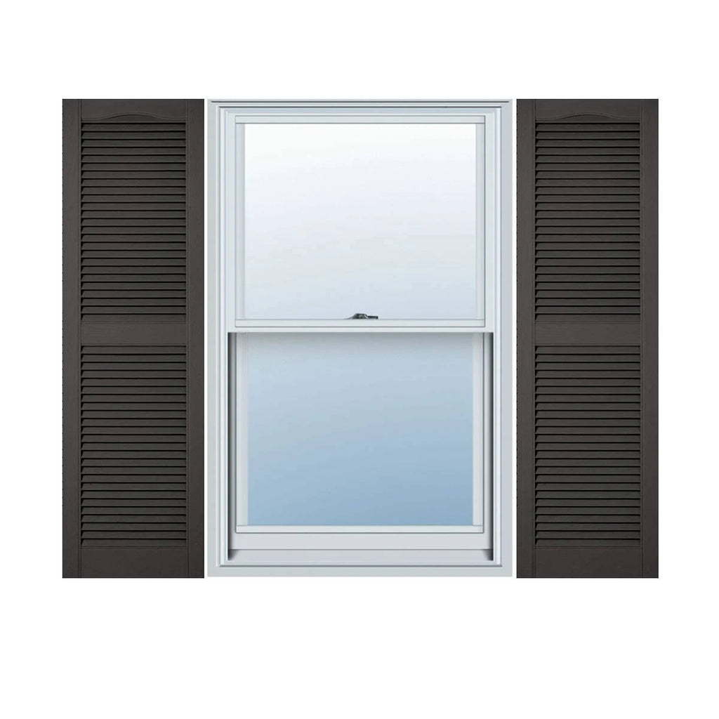 Custom Cathedral Top Center Mullion Open Louver Shutters with Shutter-Loks Per Pair J966