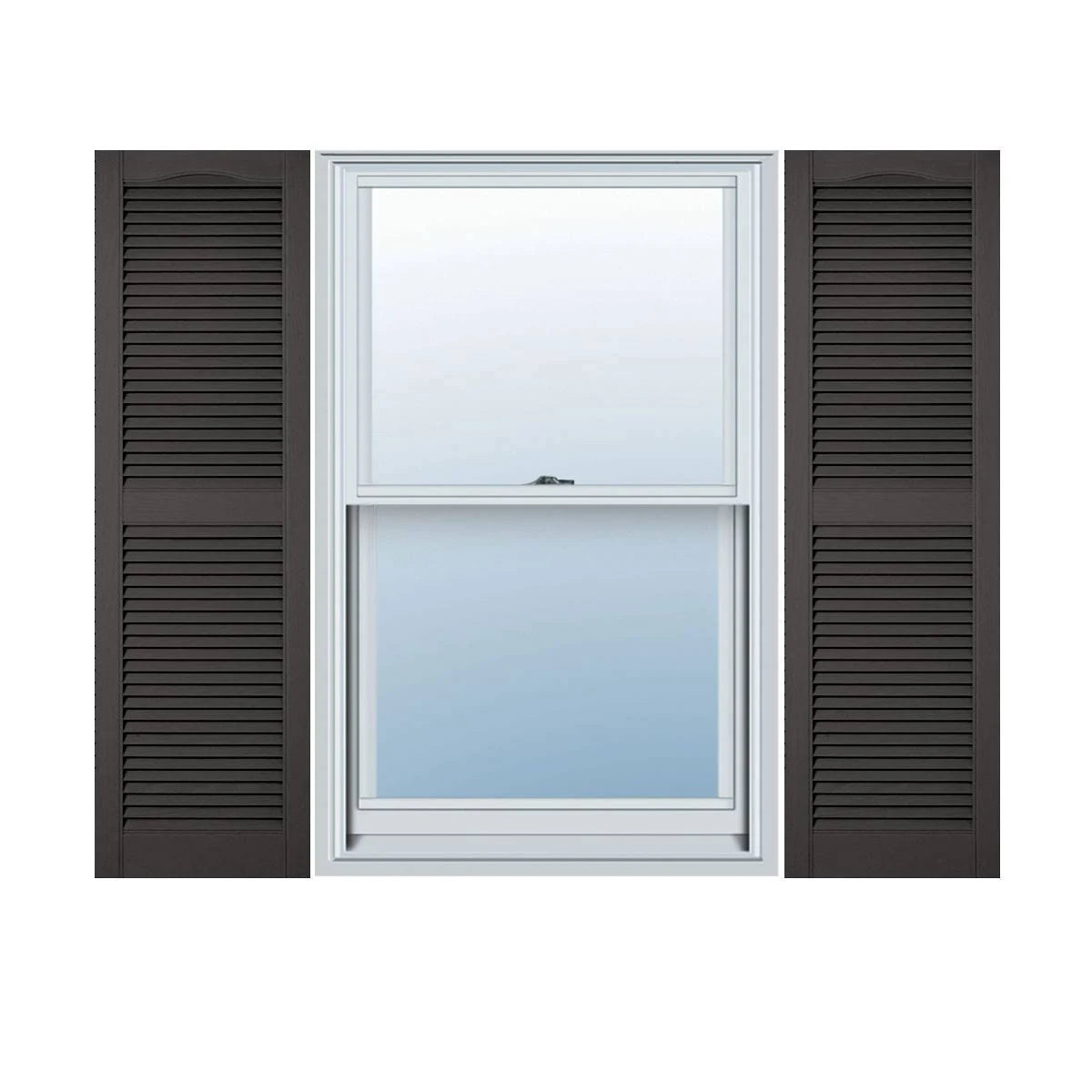 Custom Cathedral Top Center Mullion Open Louver Shutters with Shutter-Loks Per Pair J966