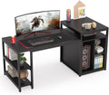 Extra Large Computer Desk with Storage Shelf and Cabinet, Dark Walnut O80800