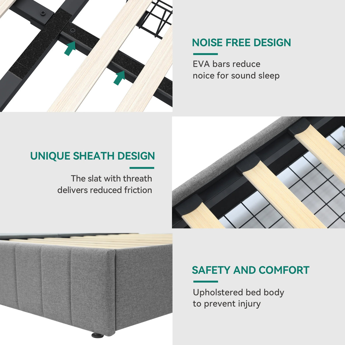 King Size Upholstered Bed Frame with 4 Storage Drawers R781