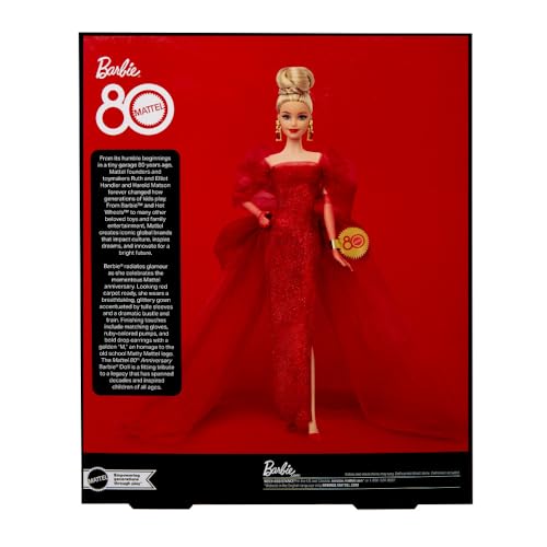 Glittery Red Tulle Gown Doll with Blonde Hair N683795
