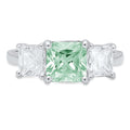 18k White Gold 3 stone Moissanite Ring Size 3.5 L481
