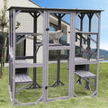 Cat Enclosure, 5-Platform Wooden Cat House with Asphalt Roof, 71 in M1900