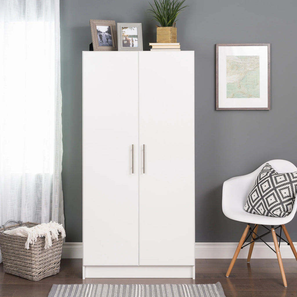 White Wardrobe Closet with Hanging Rail Y1967