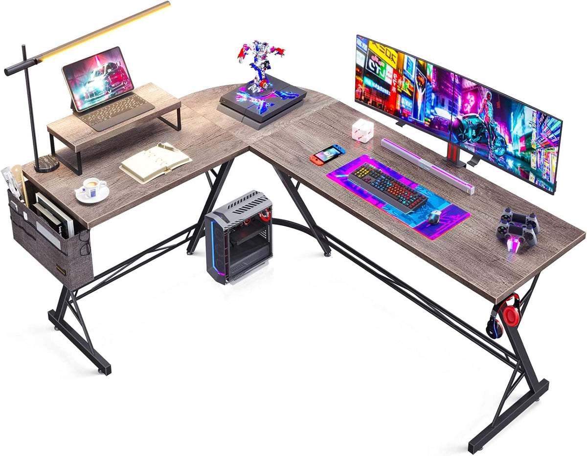 66" L Shaped Computer Desk with Monitor Stand P7190