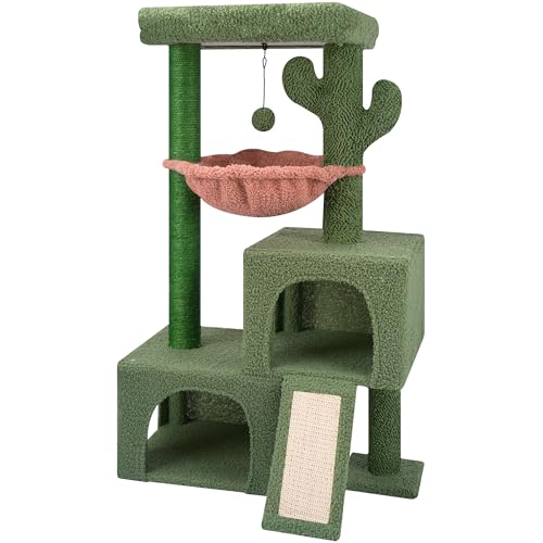 37.4" Green Cat Tree Tower with Condos S2208