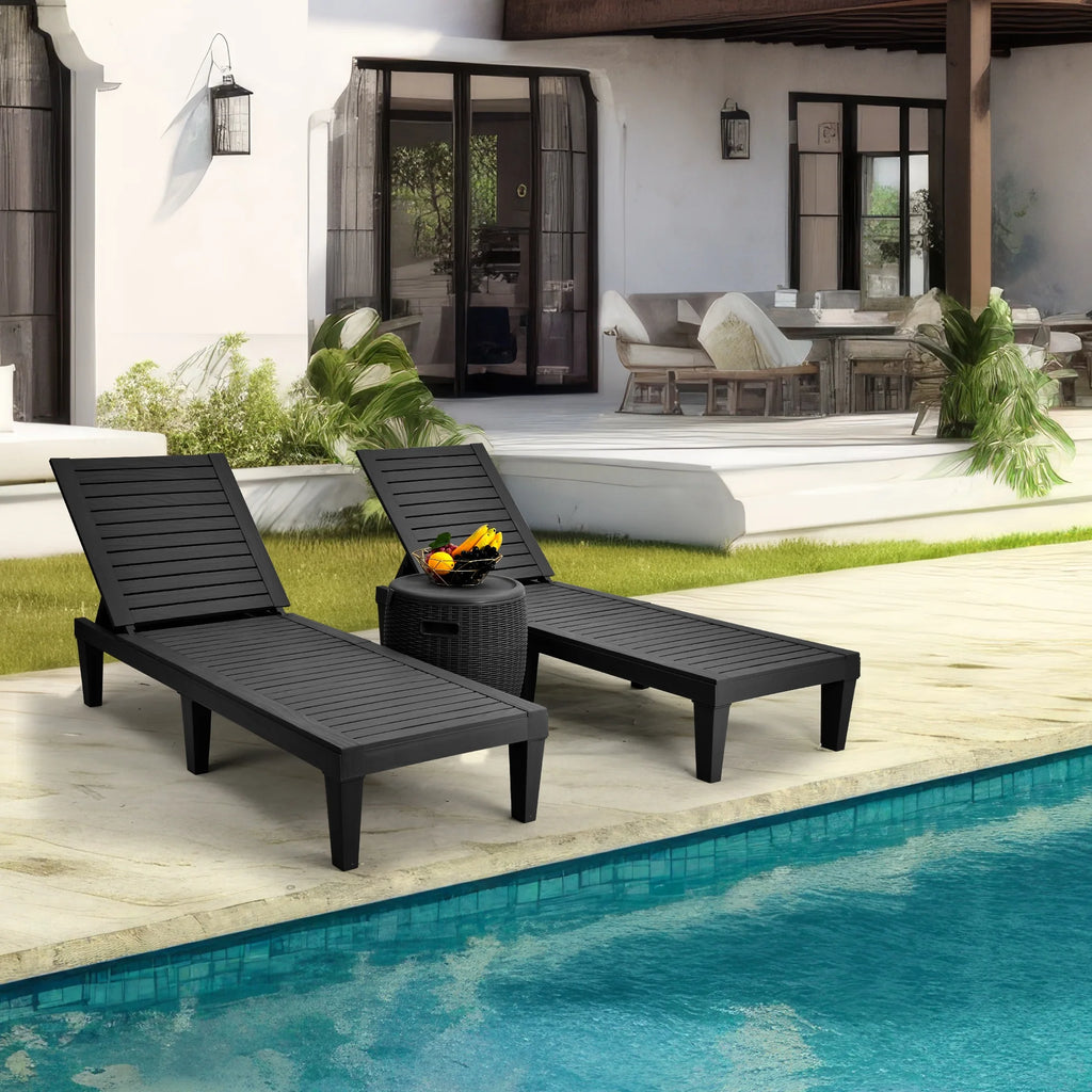 Black Adjustable Outdoor Lounge Chairs K2875