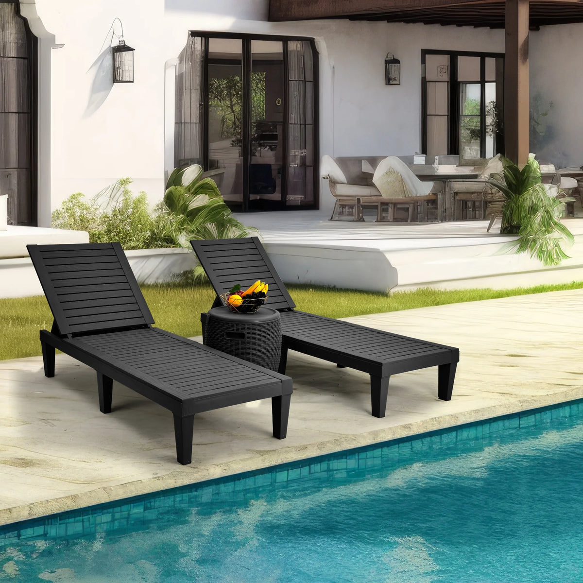 Black Adjustable Outdoor Lounge Chairs K2875