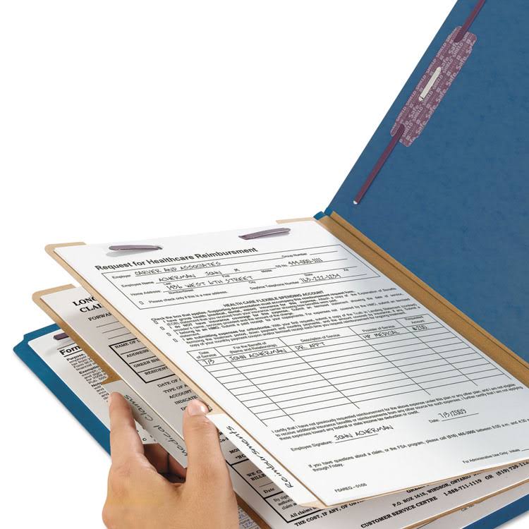 Dark Blue Legal Size Pressboard Classification Folders with Fasteners, 10/Box D8429