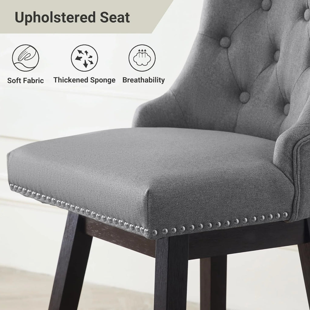 Grey 26” Upholstered Bar Stools Set of 4 with Wood Legs Z188