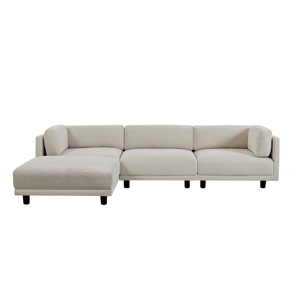 Beige Upholstery Convertible Sectional Sofa with Reversible Chaise U47969
