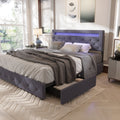 Full Size Upholstered Platform Bed Frame with LED Light Headboard I618
