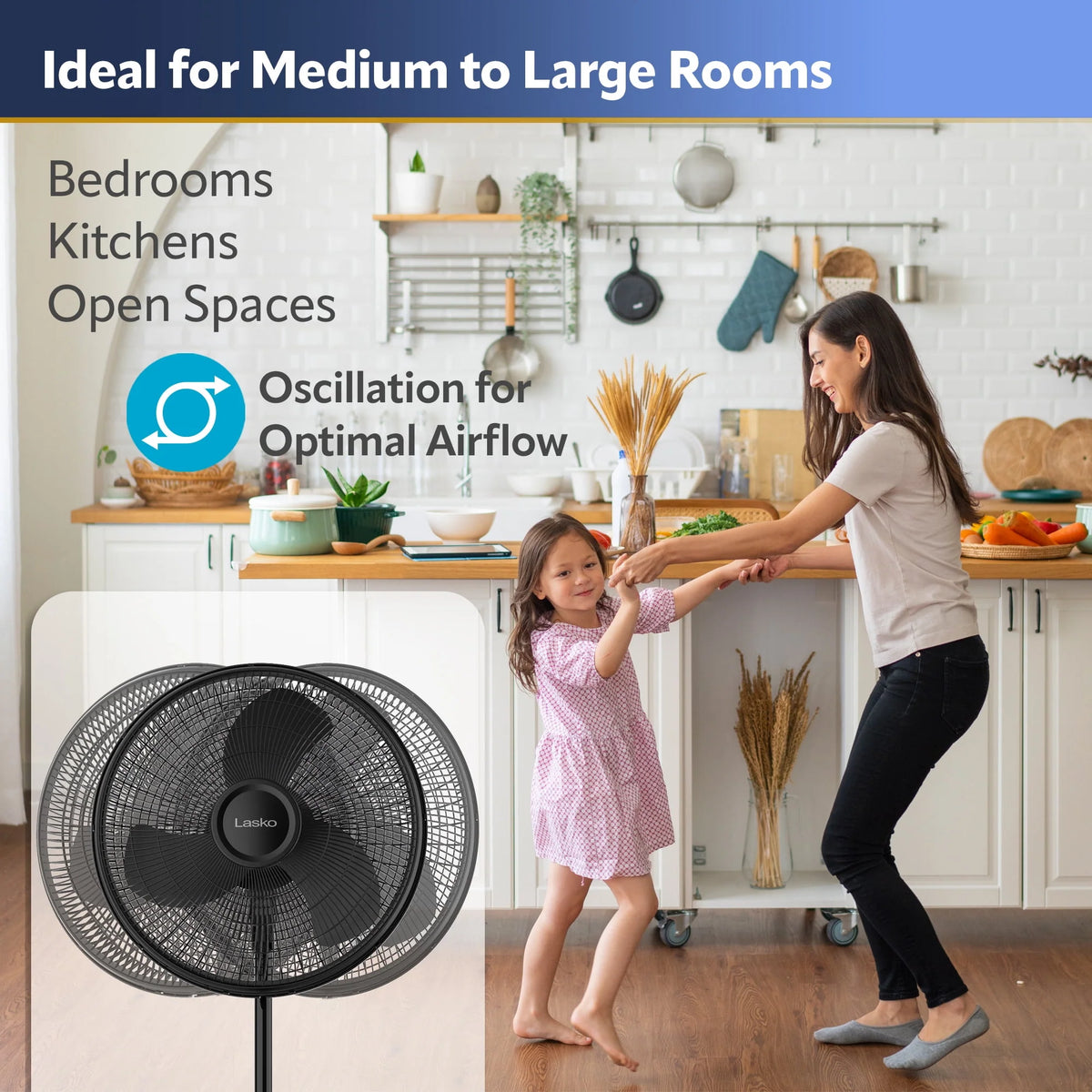 16 Oscillating Adjustable Pedestal Fan with 3-Speeds, Black R719436