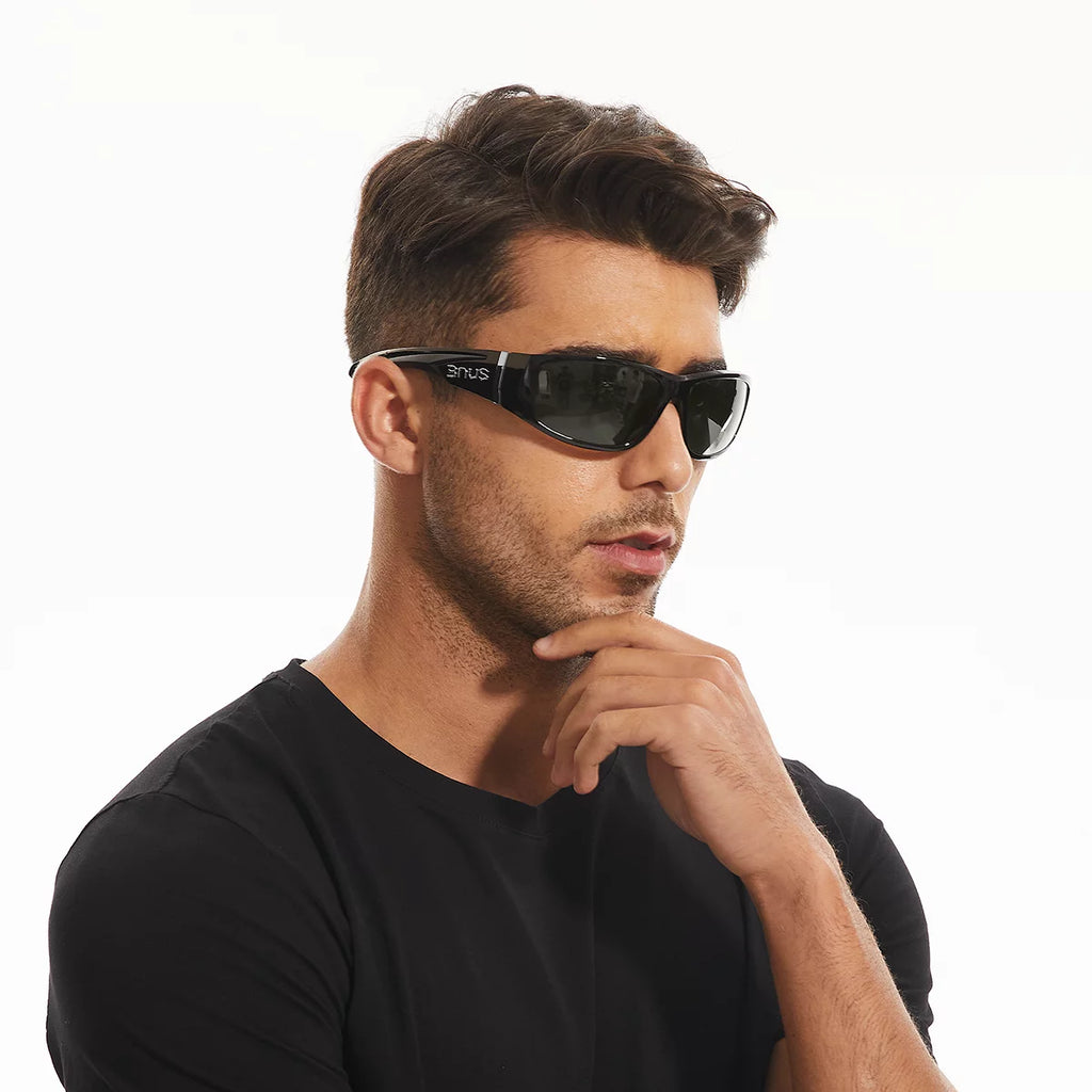 Black Grey Lens Polarized Wrap-round Sunglasses C422