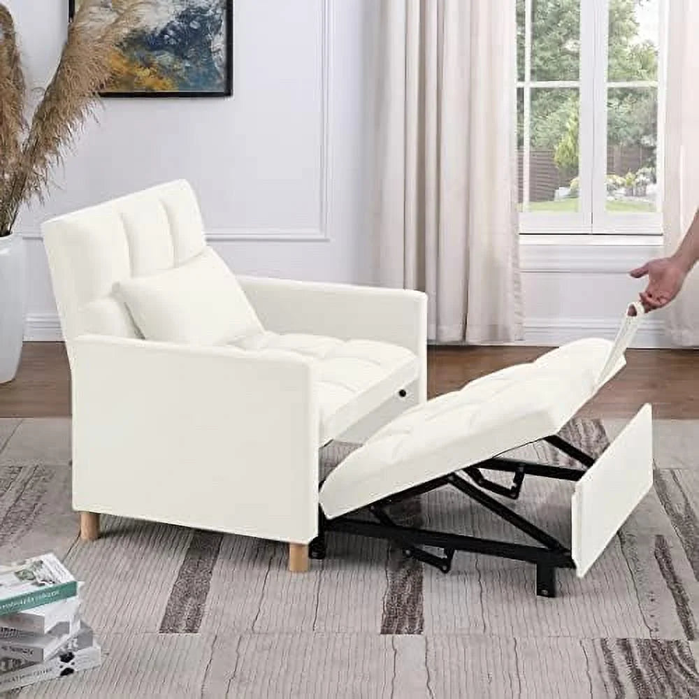 Convertible Chair Sleeper Velvet Adjustable Single Sofa Bed with Lumbar Y724
