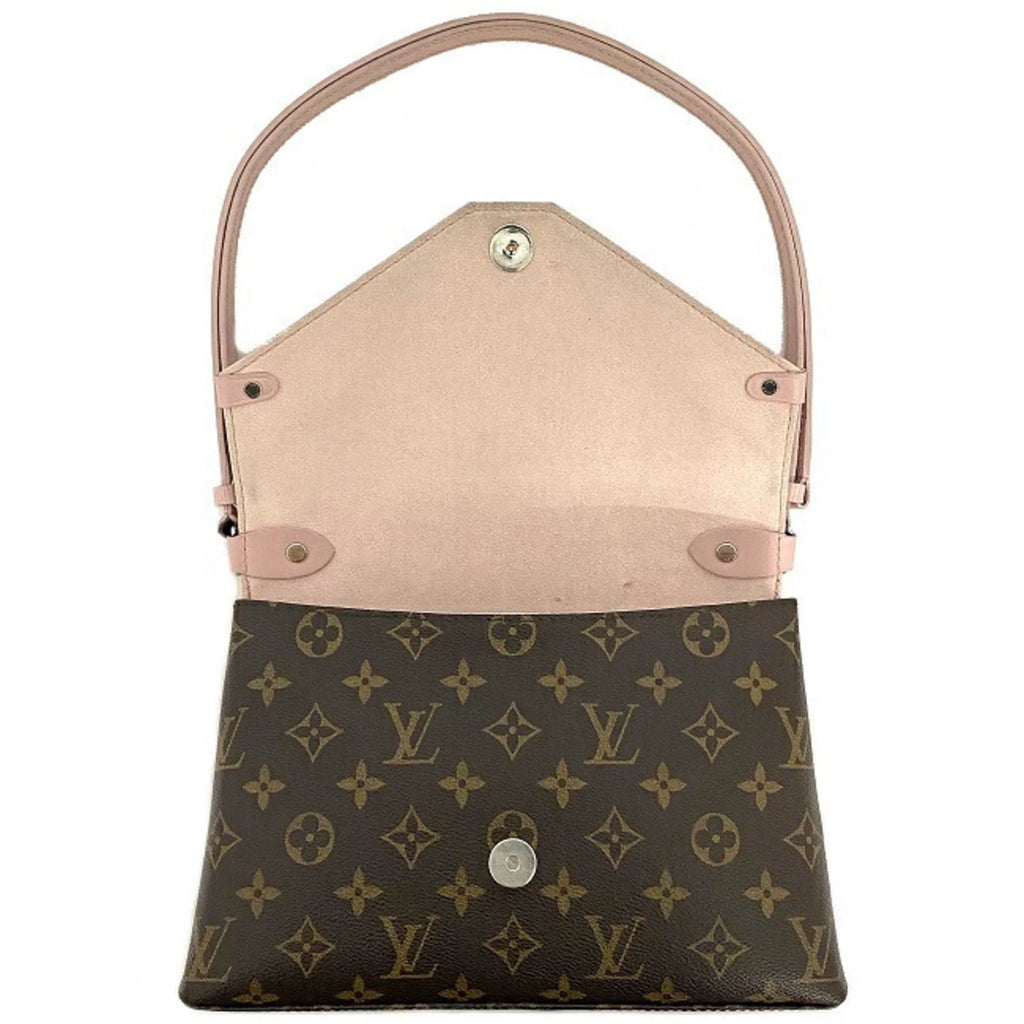 Pink Brown Monogram Leather Handbag W2171