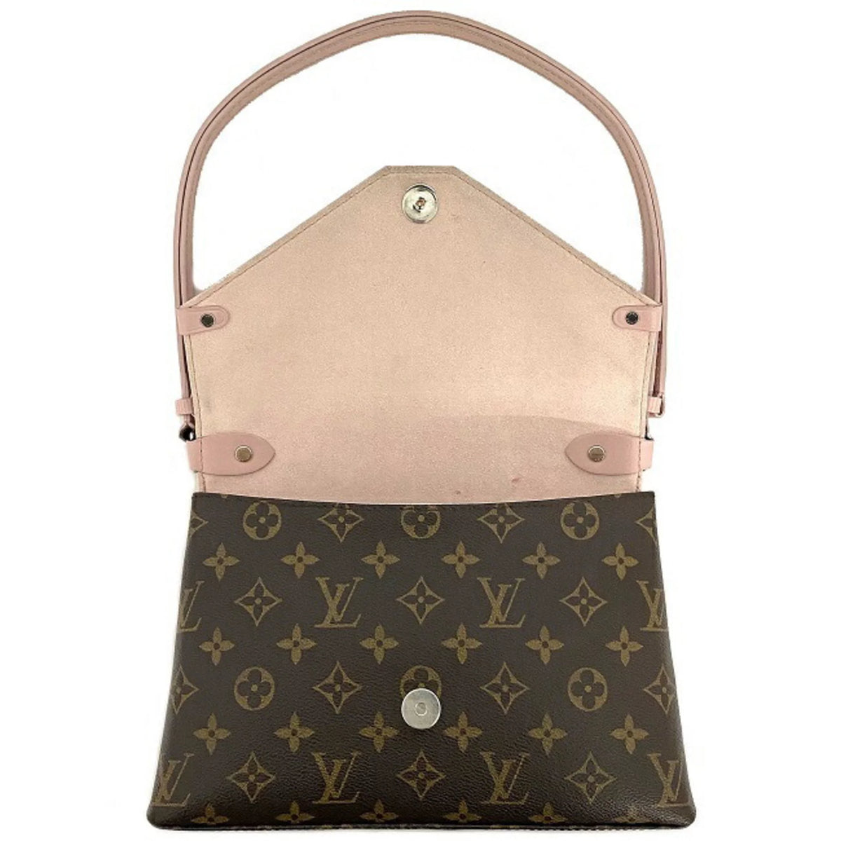 Pink Brown Monogram Leather Handbag W2171