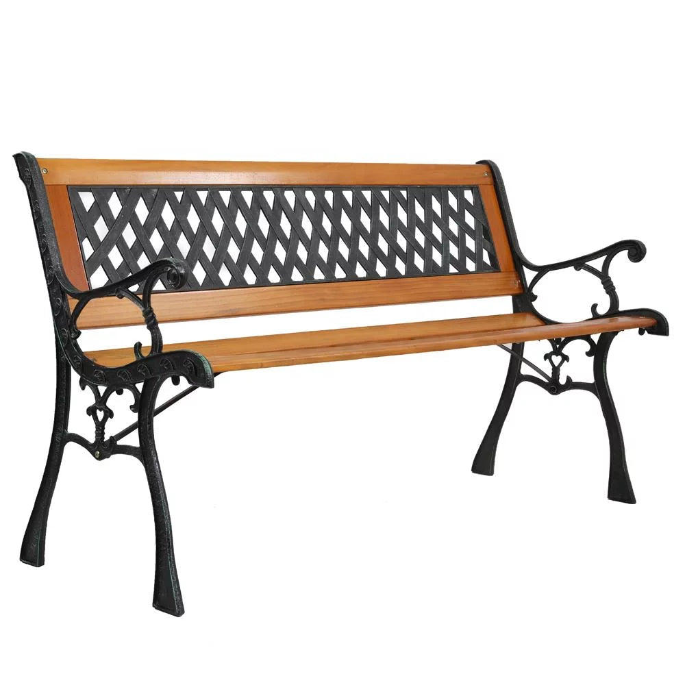 49" Rust Resistant Hardwood Cast Iron Park Bench R272166