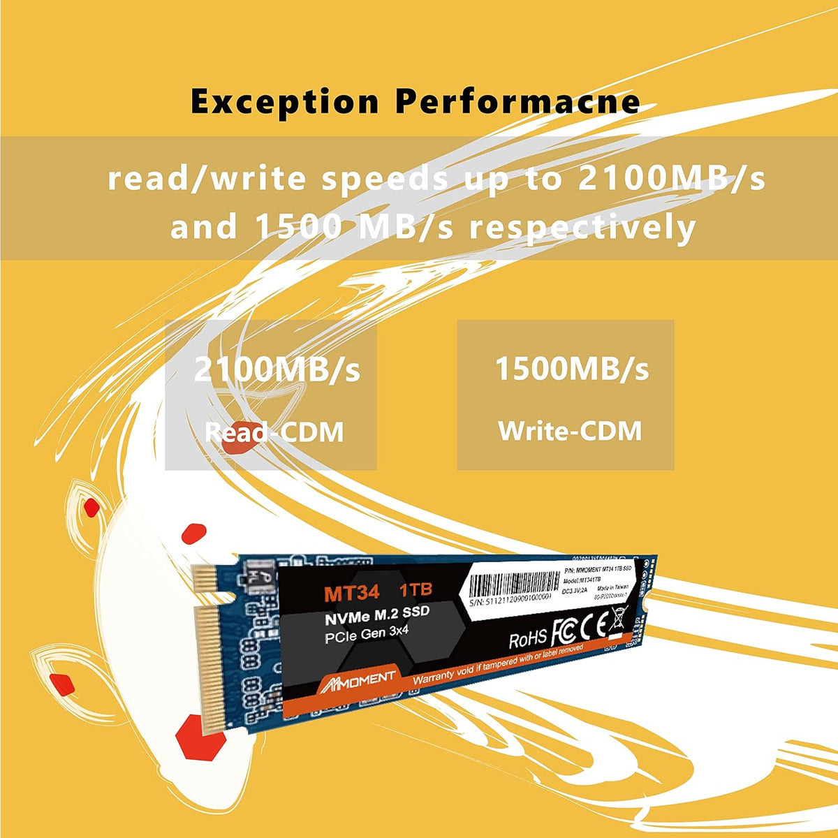 1TB NVMe M.2 2280 PCIe Gen 3x4 Internal Solid State Drive X89934