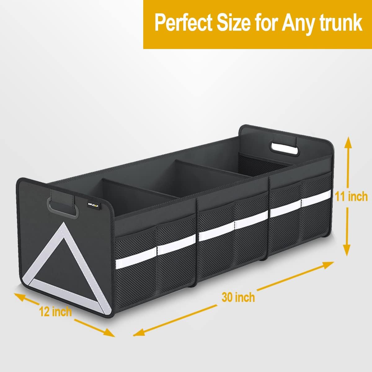 Foldable Trunk Organizer with Reflective Stripe, Pack of 2 T804894