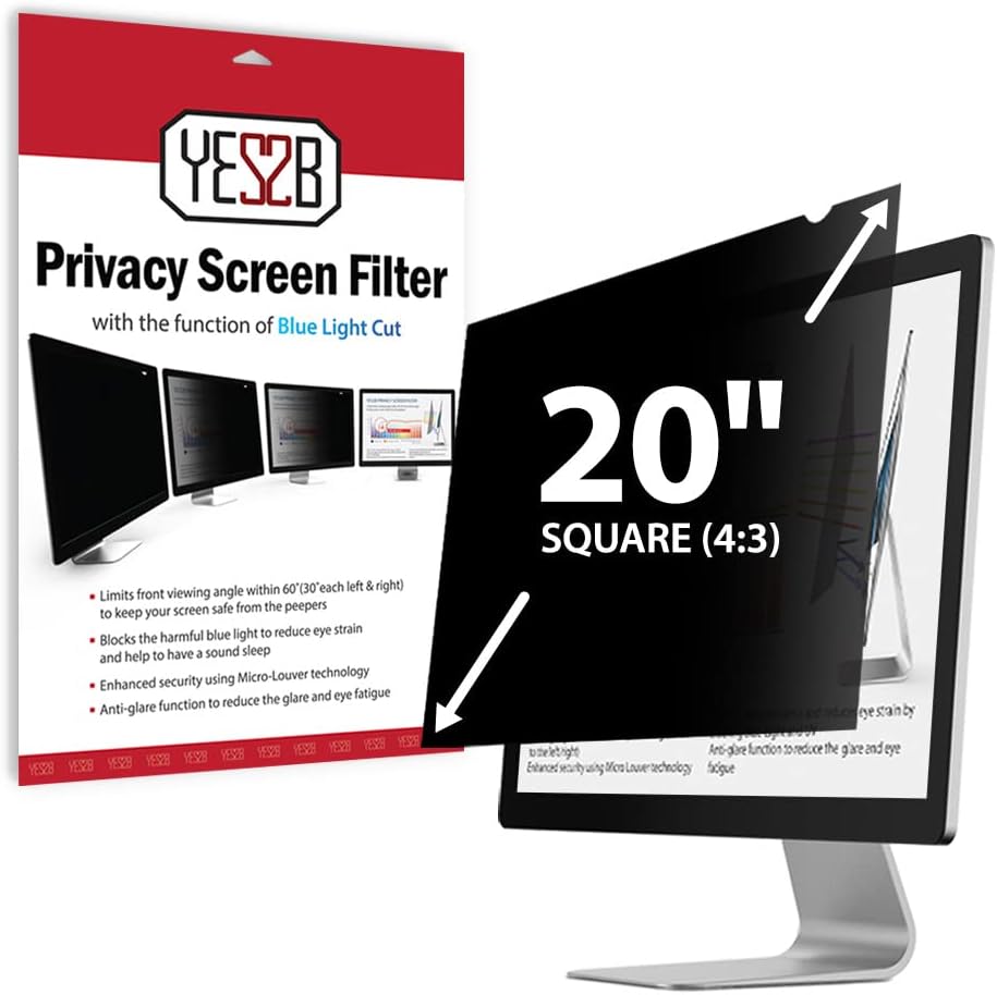 20 Inch Monitor Privacy Screen Filter for 4:3 Widescreen Display, Pack of 2 U4853
