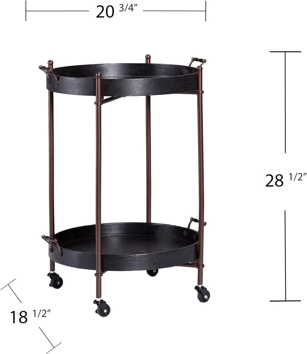 Black Two-Tier Round Butler Table H293
