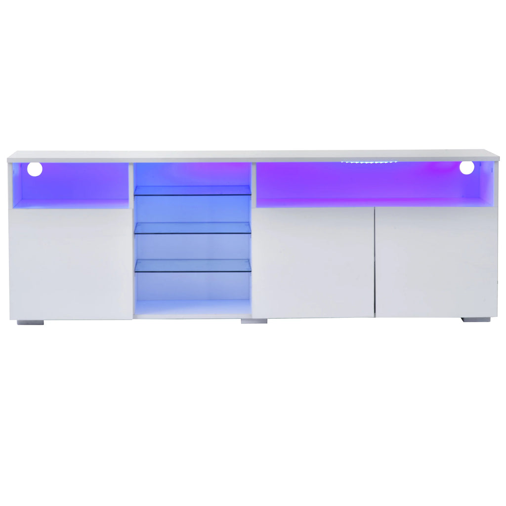White High Gloss TV Cabinet with LED Lights M244
