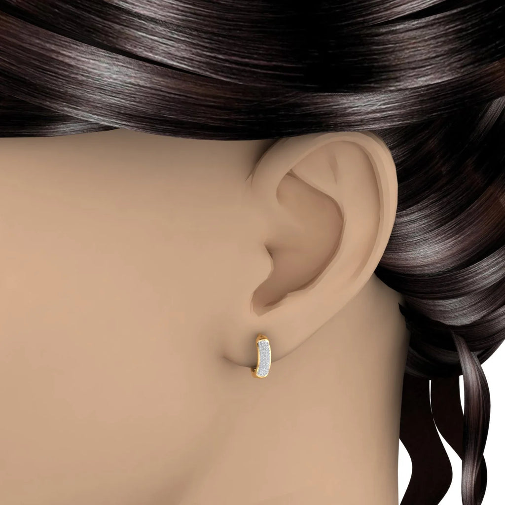 10K Yellow Gold Diamond Huggies Hoop Earrings W676801