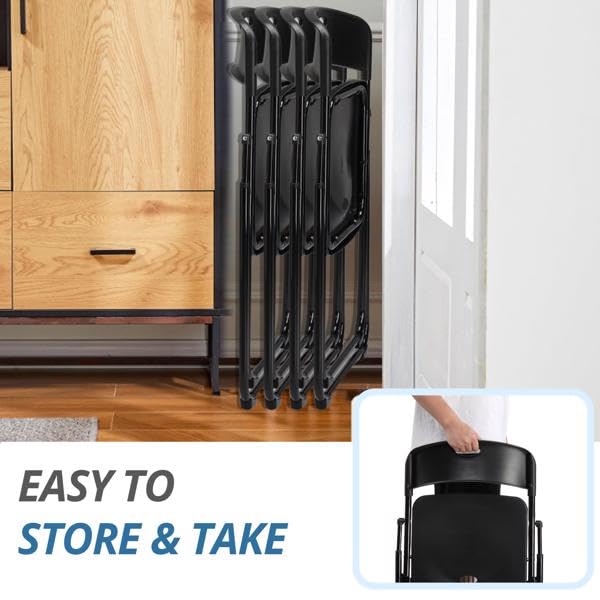 Black 4 Pack Plastic Stackable Folding Chair Y43022