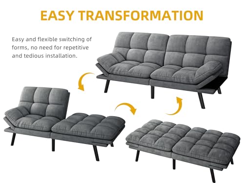 Grey Convertible Futon Sofa Bed P54032