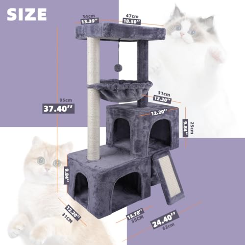 37.4" Green Cat Tree Tower with Condos S2208