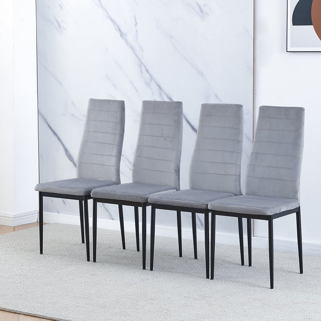 Set of 4 Gray Velvet Upholstered Dining Chairs V728661