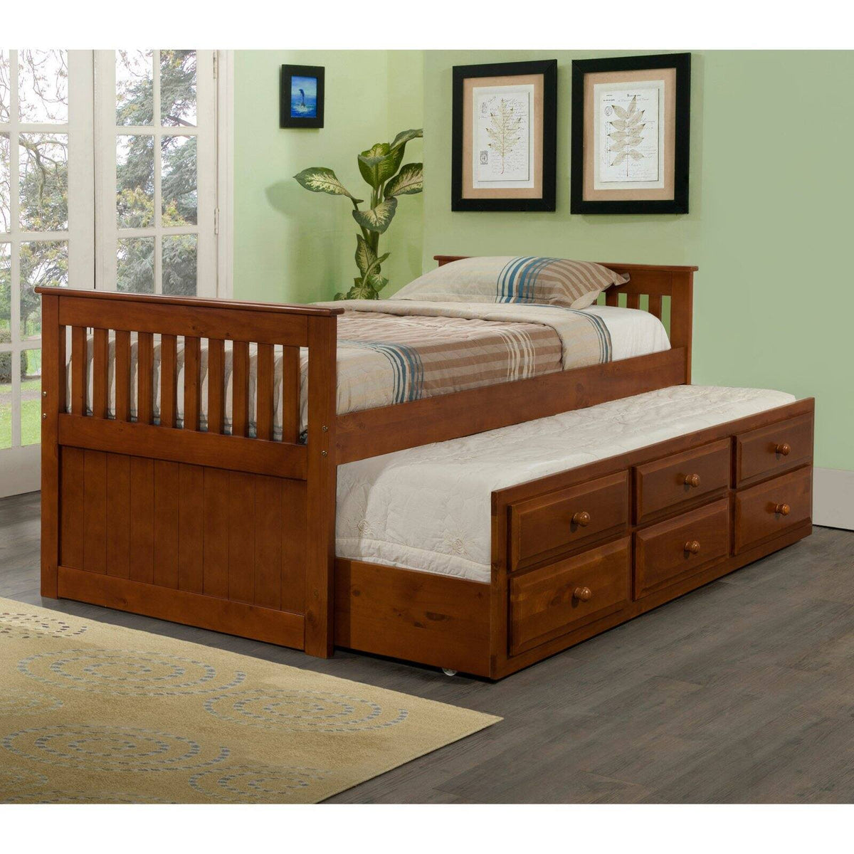 Twin Espresso Trundle Bed Z18716